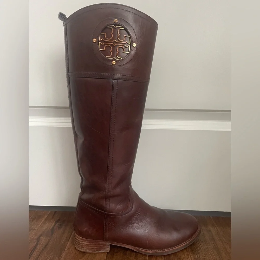 Tory Burch Kiernan Tall Brown Riding Boots Size 8 - Picture 3 of 13